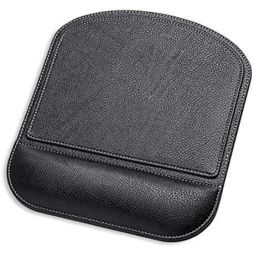 Office Leather Mouse Pad Wrist Rest and Non-Slip Design, Business Style PU High Grade Gaming Mouse Mat for Students, Workers, Computer, Laptop, Home, Office & Travel-Black Square Gaming Pad.
