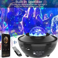 Laser Star Projector Night Light Projector, Delicacy Sky Laser Ocean Wave Starry Projector with Music Speaker,Christmas Projector Light for Baby Kids Bedroom Party Home Holidays