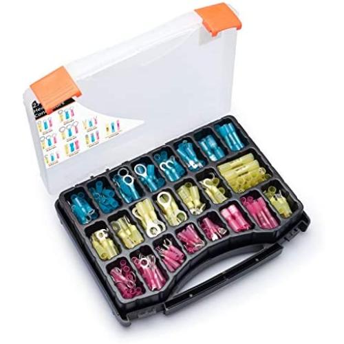 270 PCS Heat Shrink Wire Connector Kit Electrical Insulated Crimp Marine Automotive Terminals Set