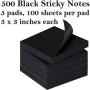 Black Sticky Notes (500 ct) + Metallic Paint Pen Markers for Black Paper (12 Color incl. white) - 3'' x 3'' Black Notes, 5 Pads, 100 Sheets each. Metallic Paint Pens, Similar to Gel Pens for Black Paper