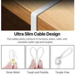 TNP Cat7 Shielded Ethernet Flat Patch Network Cable - 10Gbps 600Mhz High Performance with Snagless RJ45 Connectors Gold Plated Plug S/STP Wires Networking Cable Wiring Black (100 Feet, White)