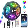 LED Strip Lights USB Powered Lights Strip App Controlled 6.56FT/2M RGB LED Lights Chase Effect Music LED Strip Rope Lights Waterproof Color Changing Lights Bluetooth Connect with RF Remote