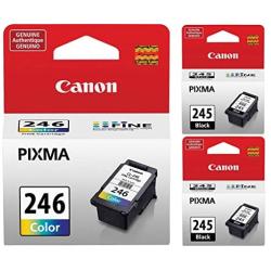 Genuine Canon PG-245 Black Ink Cartridge - 2 Pieces (8279B001) + Canon CL-246 Color Ink Cartridge (8281B001)