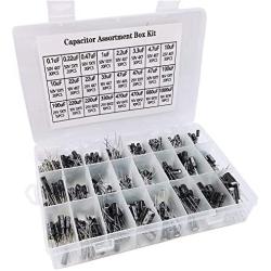 500pcs high Precision Aluminum electrolytic Capacitor kit, 24 Kinds of electrolytic capacitors, Range 0.1uf-1000uf,10V/16V/25V/50V, Suitable for Maintenance of Various Electronic Products