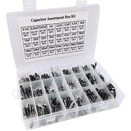 500pcs high Precision Aluminum electrolytic Capacitor kit, 24 Kinds of electrolytic capacitors, Range 0.1uf-1000uf,10V/16V/25V/50V, Suitable for Maintenance of Various Electronic Products