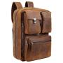 TIDING Mens Leather 17.3 Inch Laptop Backpack Convertible Briefcase Messenger Bag - Brown