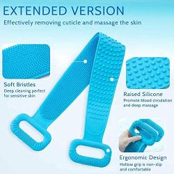 Weallbuy Silicone Bath Scrubber for Shower Exfoliating Long Silicone Body Back Brush Handle Body Washer Back Washer for Deep Clean Lathers Well Eco Friendly Long Lasting and Comfortable Massage