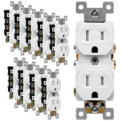 ENERLITES Duplex Receptacle Outlet, Tamper-Resistant, Residential Grade, 3-Wire, Self-Grounding, 2-Pole,15A 125V, UL Listed, 61580-TR-W-10PCS, White (10 Pack)