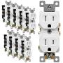ENERLITES Duplex Receptacle Outlet, Tamper-Resistant, Residential Grade, 3-Wire, Self-Grounding, 2-Pole,15A 125V, UL Listed, 61580-TR-W-10PCS, White (10 Pack) ENERLITES Duplex Receptacle Outlet, Tamper-Resistant, Residential Grade, 3-Wire, Self-Grounding, 2-Pole,15A 125V, UL Listed, 61580-TR-W-10PCS, White (10 Pack)