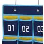 Hipiwe Numbered Classroom Organizer Pocket Chart for Cell Phones Calculator Holders with Hooks (30 Pockets, Blue Pockets)