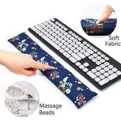 Keyboard Wrist Rest Pad, Washable Keyboard Mouse Wrist Support Pad Bean Bag for Carpal Tunnel, Office Workers, Massage Ergobeads & Cotton Fabric (Flower)