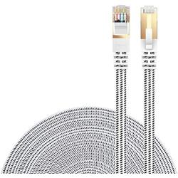 Cat 7 Ethernet Cable, DanYee 1.6FT Nylon CAT7 High Speed Professional Gold Plated Plug STP Wires CAT 7 RJ45 Ethernet Cable 3FT 10FT 15FT 26FT 50FT 66FT 100FT (White 1.6ft)