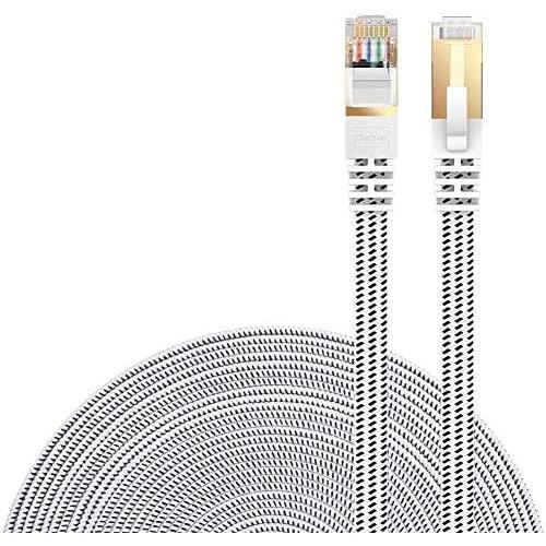 Cat 7 Ethernet Cable, DanYee 1.6FT Nylon CAT7 High Speed Professional Gold Plated Plug STP Wires CAT 7 RJ45 Ethernet Cable 3FT 10FT 15FT 26FT 50FT 66FT 100FT (White 1.6ft)