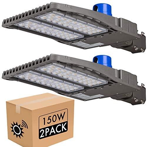 bulbeats 150W LED Parking Lot Area Light ( Eqv 700W Halogen) 5000K Slip Fitter Mount LED Pole Light with Dusk to Dawn IP65 Waterproof for Parking Lot/ Outdoor Sports Stadium DLC & ELT Listed(2 Pack)