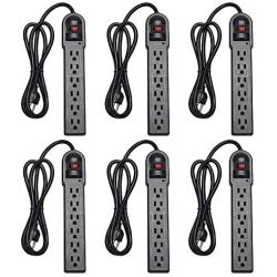 KMC 6-Outlet Surge Protector Power Strip 6 Pack