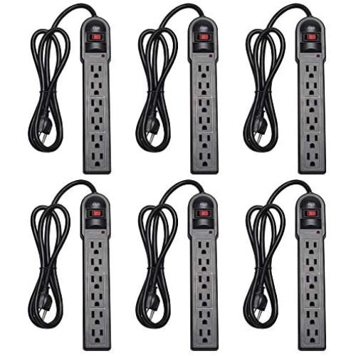 KMC 6-Outlet Surge Protector Power Strip 6 Pack