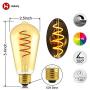 40W Equivalent Dimmable ST64(ST19) LED Flexible Spiral Filiment Edison Lights Bulbs, Vintage Amber Glass LED Reading/Bedroom/Bar Lighting, Warm White 2000K, E26, 4 Pack