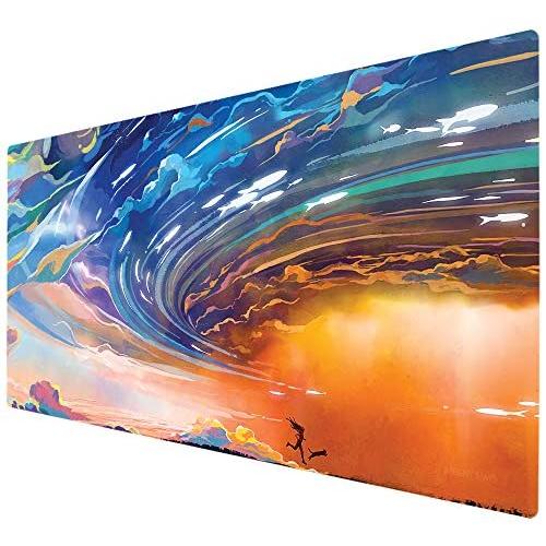 Imegny Extended Gaming Mouse Pad, Portable Keyboard & Mouse Mat with Stitched Edges + Non-Slip Rubber Base (type4 35.415.7Inch, 90x40 runningstorm037)