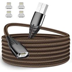 Magnetic iPhone Charging Cable 2Pack 10ft Charger Cord and 4ack Magnet Adapter for Apple iPhone 11/ Xs/Xs Max/XR/X/8/8 Plus/7/7 Plus/6/6s/Plus/SE/5c/5s/5 iPad Air 2/Mini/Max