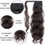 MORICA Long Wavy Ponytail Extension for Women,Curly Wavy Wrap Around Drawstring Magic Paste Ponytail,1pc Woman 26'' Long Synthetic Clip in Ponytail Hairpiece Messy Hair Extensions(Color: Black Brown)