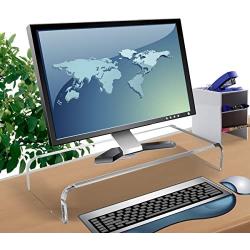 Clear Acrylic Computer Monitor Stand Holder, Heavy Duty Ergonomic Monitor Riser for Office Home Desktop Corner, Free Standing Lucite Monitor Stands for Laptop Screen Tablet TV Lcd, Desk Riser Leg Lift