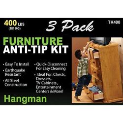 Hangman Anti-Tip Kit to Prevent Furniture Falling-Steel (TK-400-3)