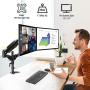 Huanuo Dual Monitor Stand - Height Adjustable Gas Spring Monitor Desk Mount Fits 2 Flat/Curved Computer Screens 15 to 27 Inch, Double Articulating Arms Vesa Bracket with C Clamp, Grommet Mounting