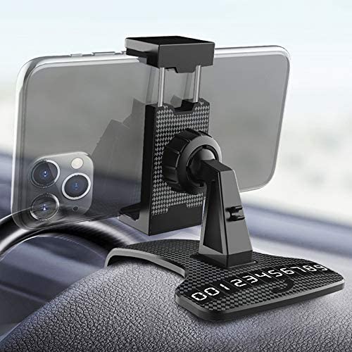 HORDZOOM Car Phone Holder Mount Strong Clip Non-Slip, 360 Degree Rotation Dashboard HUD Phone Holder for Car, Compatible with iPhone Samsung Galaxy LG Nokia Etc