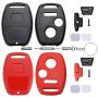 Cutting Not Required - Replacement Key Fob Keyless Entry Remote Shell Case for Honda Civic/Accord/CR-V/Fit/Odyssey/Pilot/Ridgeline/CR-Z Car Key Fob Cover (2+1 Button, Black+Red)