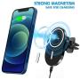 WAITIEE Magnetic Wireless Car Charger Compatible with iPhone 12/12 Pro/ 12 Pro Max/ 12 Mini with QC3.0 Adapter 15W/ 10W/ 7.5W/ 5W Fast Wireless Car Charger Mount with Secure Air Vent Clamp (Black)