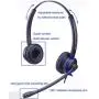2.5mm Telephone Headset with Noise Canceling Mic for Panasonic, Including 3.5mm Connector for Cell Phone PC Laptop, CallCenter Office Headset for Cisco Vtech Undiden Cordless DECT for Polycom