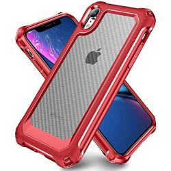 iPhone XR Case with [ Screen Protector Tempered Glass x2Pack] SUPBEC Protective Phone Cover with Silicone PC+TPU Shockproof Rubber Heavy Duty Case for iPhone XR Cases-Clear Red