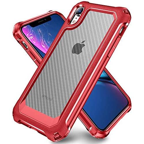 iPhone XR Case with [ Screen Protector Tempered Glass x2Pack] SUPBEC Protective Phone Cover with Silicone PC+TPU Shockproof Rubber Heavy Duty Case for iPhone XR Cases-Clear Red