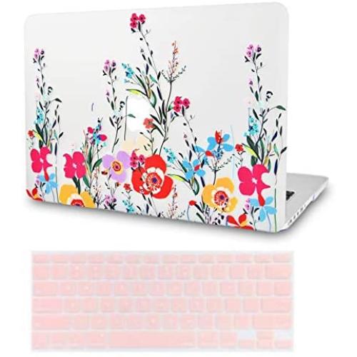 LuvCase 2 in 1 Laptop Case Compatible with Old MacBook Pro 13'' Retina Display (2015/2014/2013/2012) A1502/A1425 Rubberized Plastic Hard Shell Cover&Keyboard Cover (Bright Poppies)