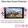 BRHE Dockable Switch Protective Case Cover for Nintendo Switch Joy-Con Controllers with Glass Screen Protector, Anti-Scratch Shock-Absorption Grip Cover - Pink