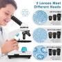 100x-2000x Microscope Kit for Kids & Students, Lab Microscope Kit for Beginners with Led Lights, Microscope Science Kit with Detailed Operating Instructions, Complete Science Accessory Kit