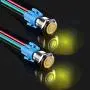 DaFuRui 2Pack 12V (Yellow) Latching Self-Locking Pushbutton Switch ON/Off Silver Stainless Steel with Blue LED Suitable for 16mm 5/8'' Mounting Hole