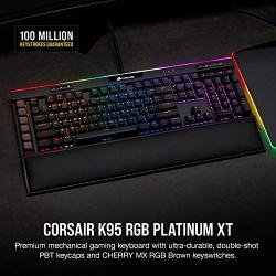 Corsair K95 RGB Platinum XT Mechanical Gaming Keyboard, Backlit RGB LED, Cherry MX RGB Brown, Black