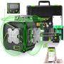 Huepar 12 Lines 3D Self-Leveling Laser Level with LCD Screen 3x360°Bluetooth Connected Green Beam Cross Line Laser Level Tool -360° Horizontal/Vertical Laser Line -Remote Control&Hard Carry Case S03CG