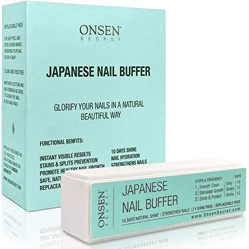 Onsen Professional Nail Buffer, Ultimate Shine Nail Buffing Block With 3 Way Buffing Methods, Smooth & Shine After Onsen Nail Filer, Compact Purse Size Manicure Tools for Optimum Nail Care
