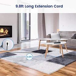 9.8 Ft Flat Plug Power Strip Surge Protector with USB, JACKYLED 1875W/15A 6 AC Wide Spaced Outlets 4 USB Charging Ports, 14AWG Heavy Duty Extension Cord for Home, Office, Hotel, Dorm, Blue Black
