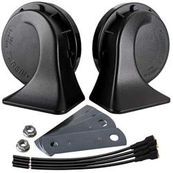 FARBIN Loud Car Horn Kit 12v Electric Horn with Relay Air Horn for Truck Train (Black horn with wire harness, 12v)