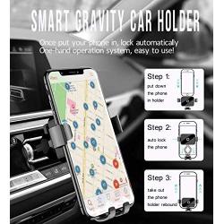 Zuton Gravity Car Phone Mount, Air Vent Clip Car Phone Holder,One-Handed Design Car Phone Cradle Auto-Lock and Release, Compatible with iPhone XS/Max/XR/X/8/7/6 Plus Galaxy S10/S9