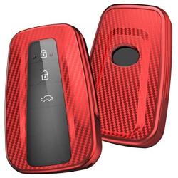 ELOHEI for Toyota Key Fob Cover Premium Soft TPU 360 Degree Protection Key Case Compatible with 2018 2019 2020 Toyota Camry RAV4 Avalon C-HR Prius Corolla Smart Key (Red)