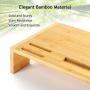 Amada 16 inch Computer Monitor Riser Stand - Bamboo Desk & Tabletop Organizer for Home and Office Monitor Mount Computer Laptop Cellphone Printer Stand-AMBMS03