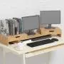 Elephance Dual Monitor Stand Riser with Adjustable Length and Angle, Bamboo Computer Riser with 2 Extra Drawers, Desk Organizer for Laptop, Computer