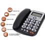 Wired Corded Telephone,Desktop Landline Telephone FSK/DTMF Noise Cancelling Large Button Phone,Real-time Date,Call Time Record with Caller ID LCD Display,Speakerphone for Home/Hotel/Office( Black)