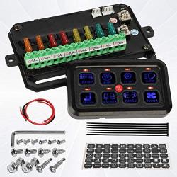8 Gang Toutch Switch Panel - JOYHO Automatic Dimmable Panel, On-Off Led Multifunction Switch, Pod Electronic fuse System Circuit Control Box with Harness and Stickers for RV Marine Car Vehicles Truck