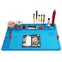 Meknic Soldering Mat Large Size 19.0 x 14.25 Inches Electronics Heat Insulation Magnetic Silicone Repair Work Mat with Scale Ruler and Screw Position For for Soldering Iron, Phone and Computer