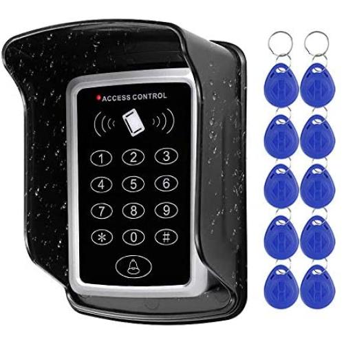 HFeng Standalone Access Control Keypad RFID Keyboard Waterproof Cover for Door Locks Access Control System + 10pcs Keychains
